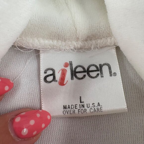 Aileen White Velour Turtleneck Long Sleeve Top Made In Usa Soft Large - Picture 3 of 5